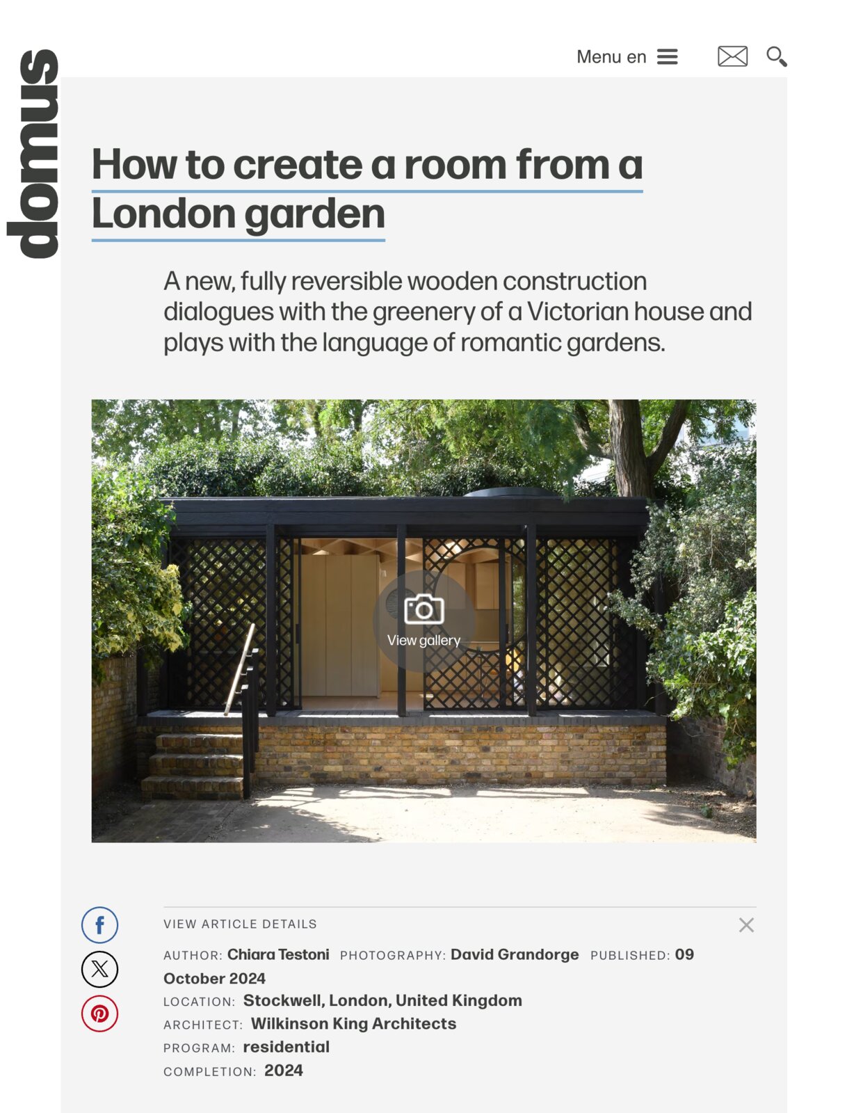 Domus feature: How to create a room for a London garden