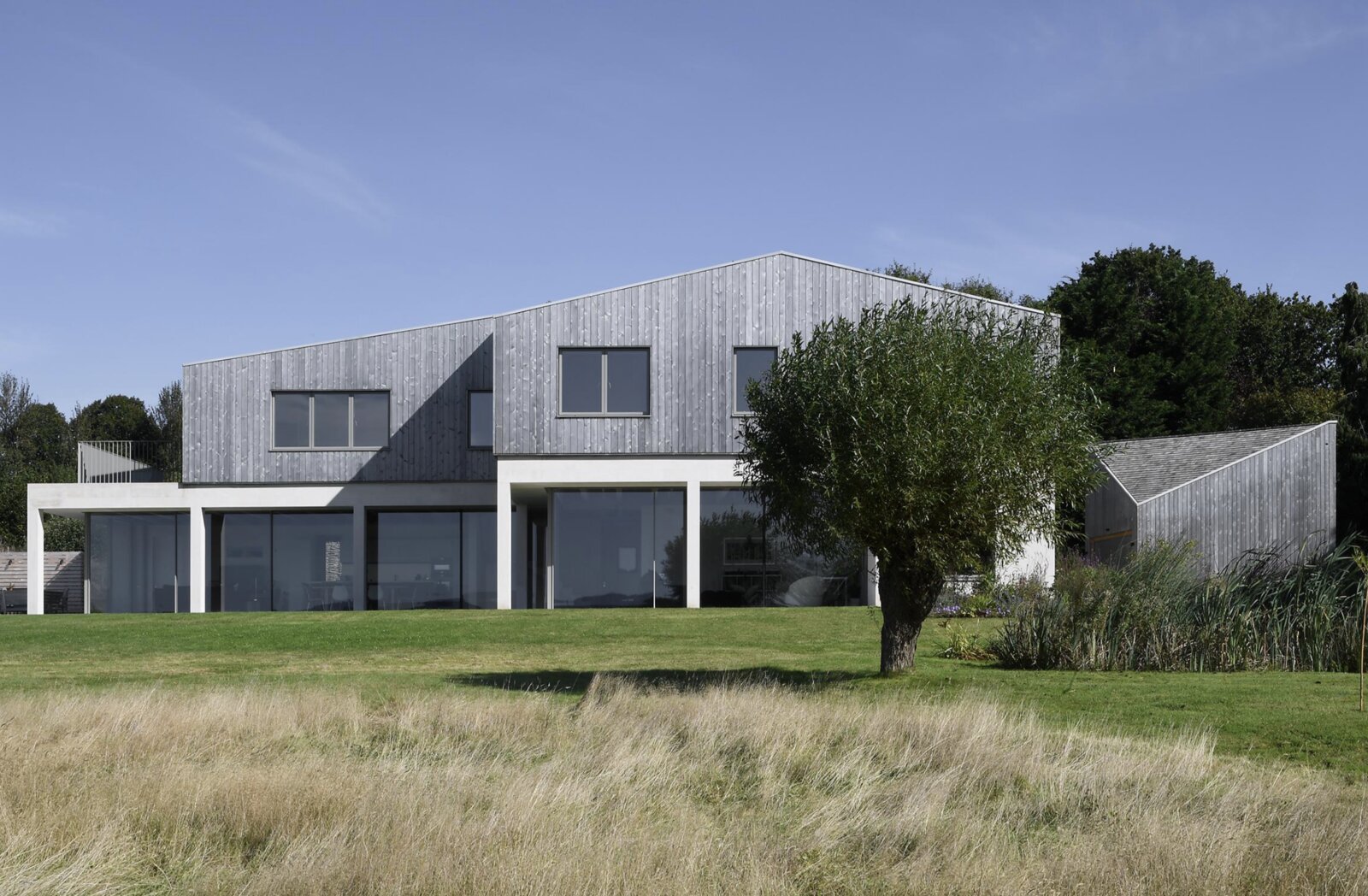 The completed Field House, a stone and timber new build home